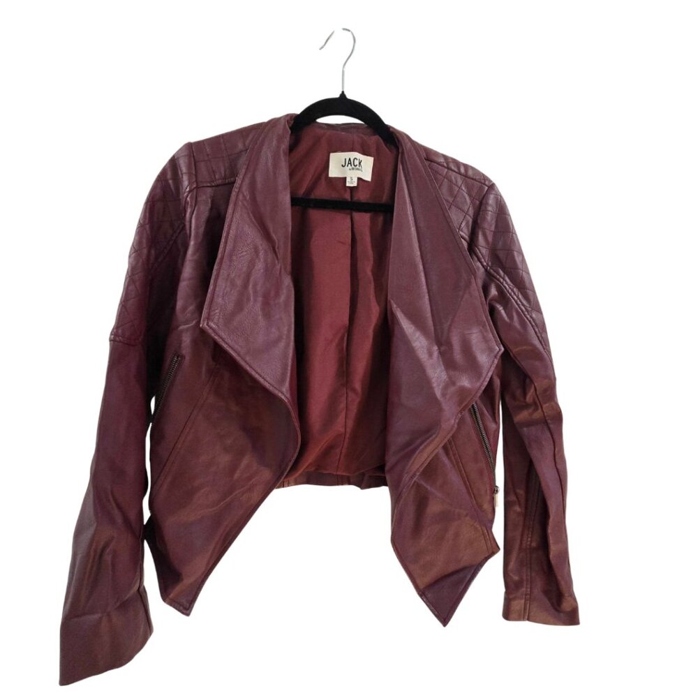 Jack by BB Dakota Burgundy Faux Leather Moto Jacket 🍷🖤 - Size S